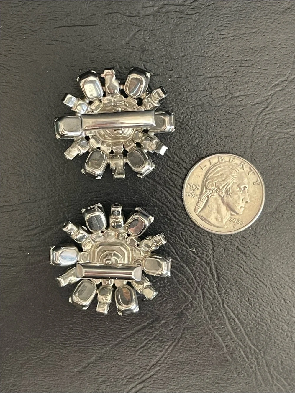 Vintage silver tone rhinestone cuff Links.
